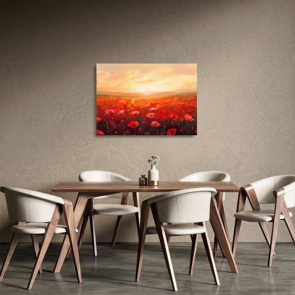 Staklena slika - Polje makova (70x50 cm)