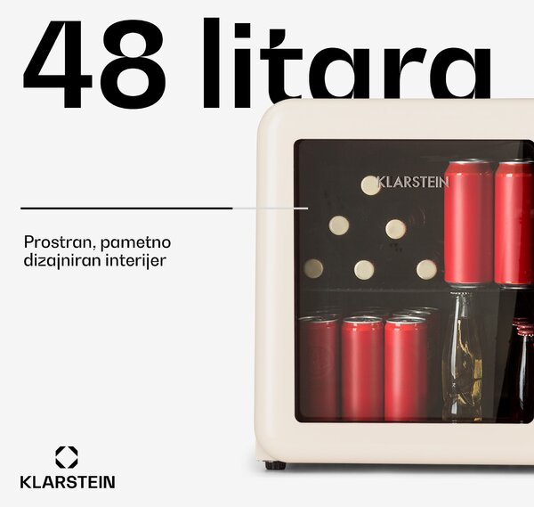 Klarstein PopLife 48, hladnjak za piće, hladnjak, 0-10°C, retro dizajn