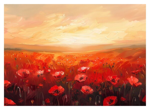 Staklena slika - Polje makova (70x50 cm)