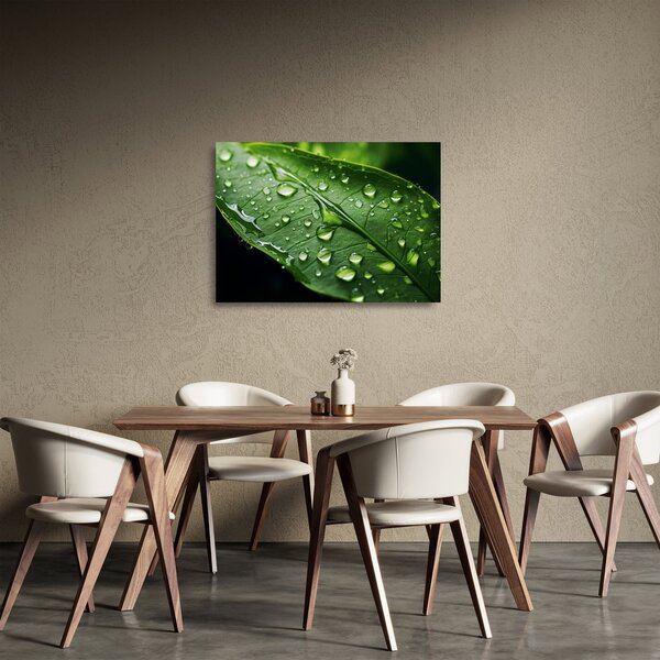 Staklena slika - List poslije kiše (70x50 cm)