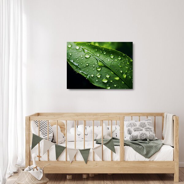 Staklena slika - List poslije kiše (70x50 cm)