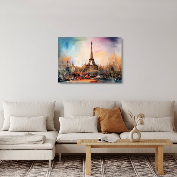 Staklena slika - Slikanje Eiffelovog tornja (70x50 cm)