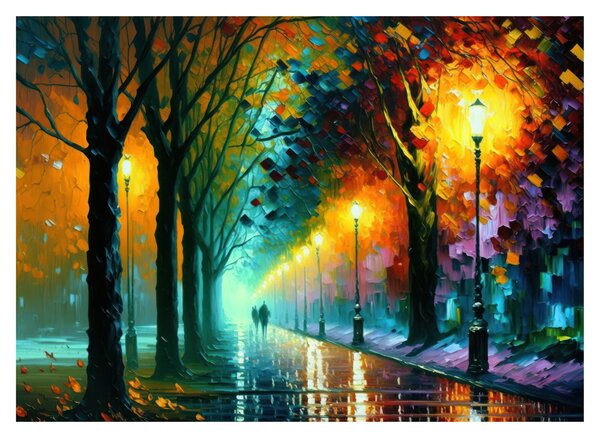 Staklena slika - Noćna šetnja (70x50 cm)