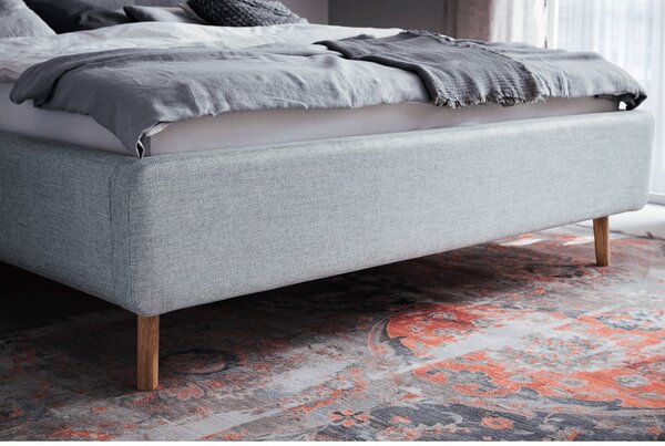 Prljavo plavi tapecirani bračni krevet s prostorom za odlaganje s podnicom 180x200 cm Lotte – Meise Möbel