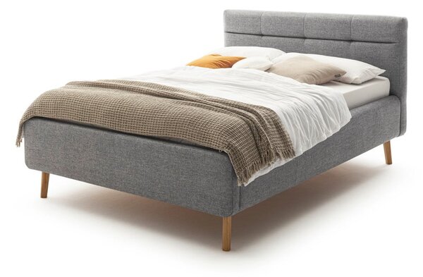 Black Friday - Sivi tapecirani bračni krevet s prostorom za odlaganje s podnicom 140x200 cm Lotte - Meise Möbel