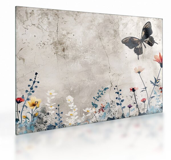 Staklena slika - Livada u betonu (70x50 cm)