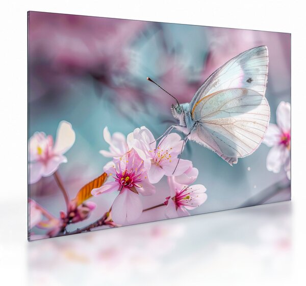 Staklena slika - Leptir na stablu trešnje (70x50 cm)