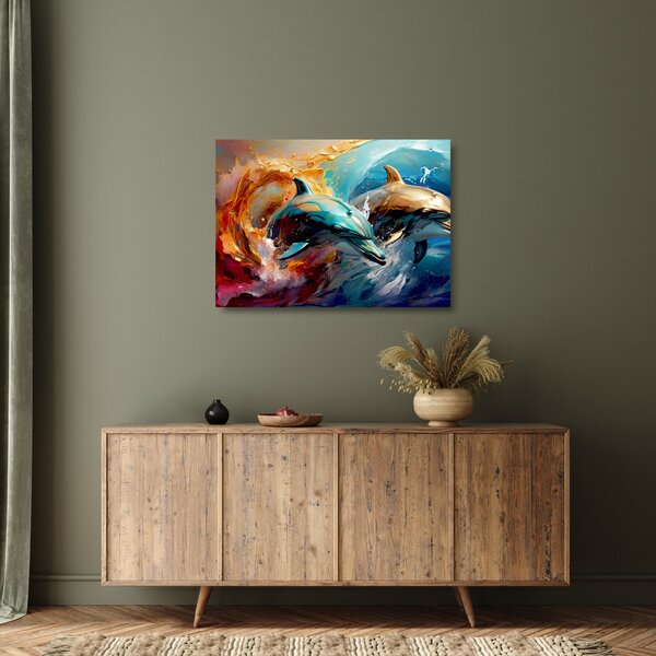Staklena slika - Slika dupina (70x50 cm)