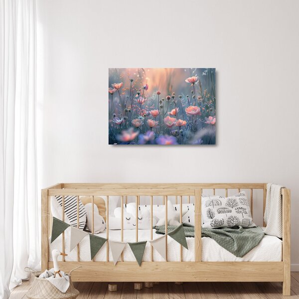 Staklena slika - Cvijeće u pastelnim bojama (70x50 cm)