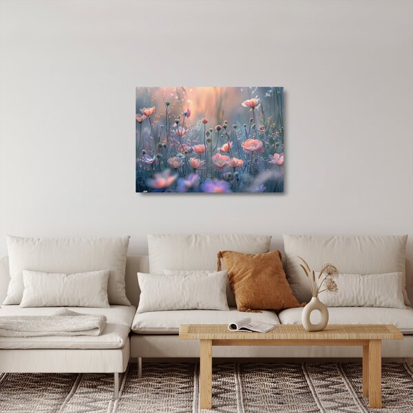 Staklena slika - Cvijeće u pastelnim bojama (70x50 cm)