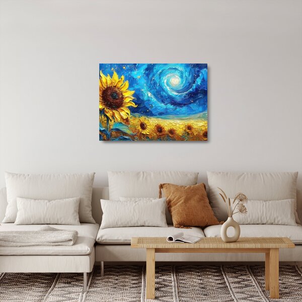 Staklena slika - Slikanje suncokreta (70x50 cm)