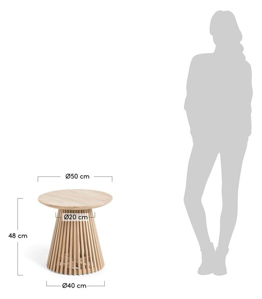 Pomoćni stolić od tikovine Kave Home Goldman Irune, ø 50 cm