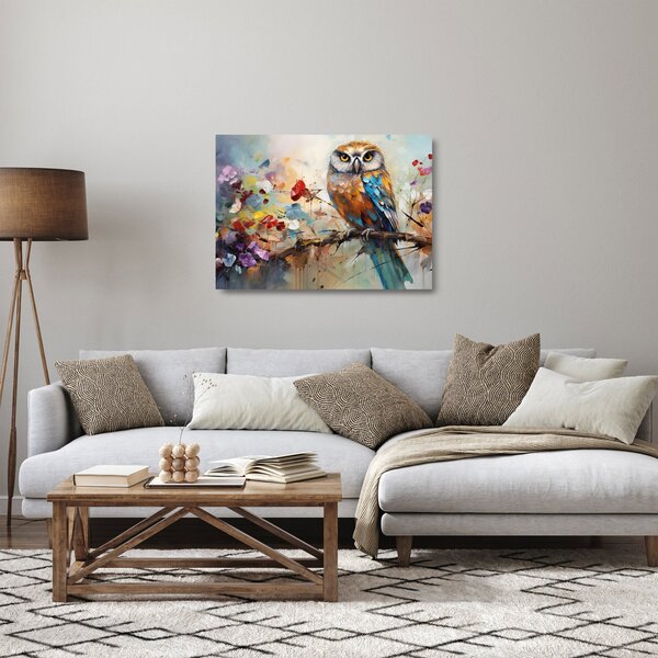 Staklena slika - Slikana sova (70x50 cm)