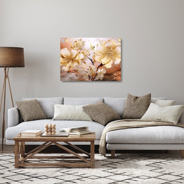 Staklena slika - Zlatno cvijeće (70x50 cm)
