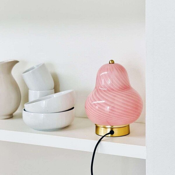 Stolne Lampa Dyberg Larsen, Lucy, Ružičasta ruža, Dnevna soba, Staklo, Skandinavski