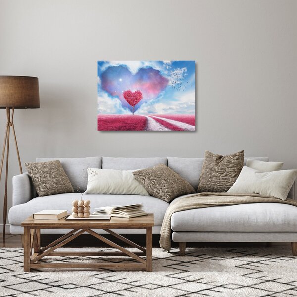 Staklena slika - Stablo ružičastog srca (70x50 cm)