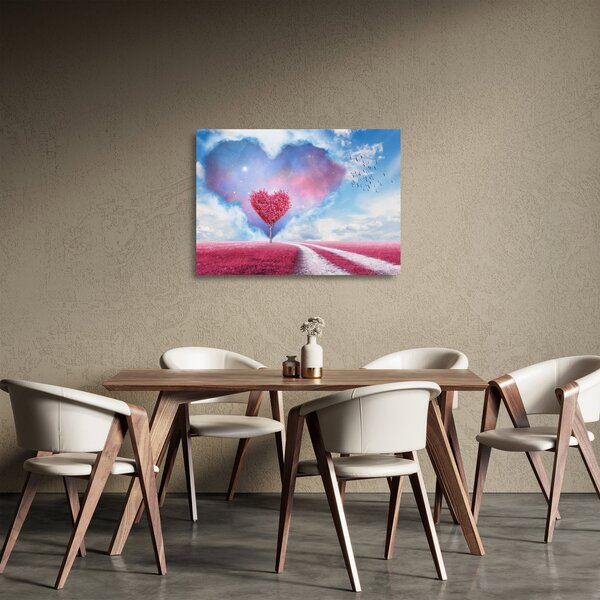Staklena slika - Stablo ružičastog srca (70x50 cm)