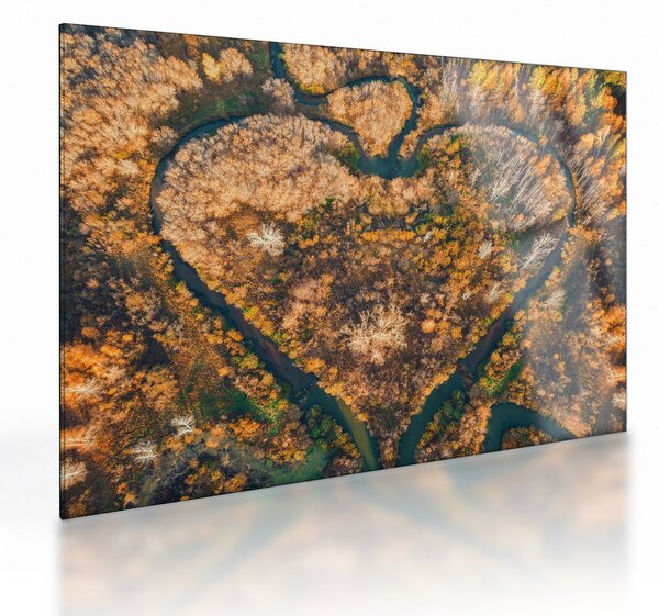 Staklena slika - Rijeka u obliku srca (70x50 cm)