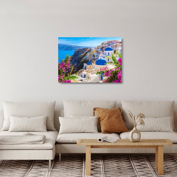 Staklena slika - Santorini, Grčka (70x50 cm)