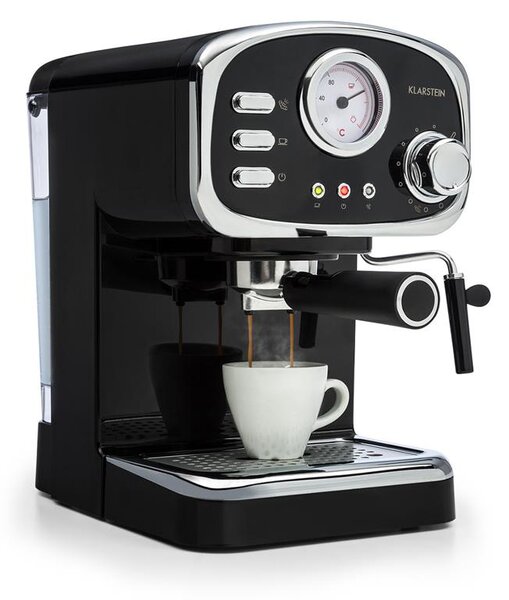Klarstein Espressionata Gusto, espresso aparat za kavu, 1100 W, tlak 15 bar, crni