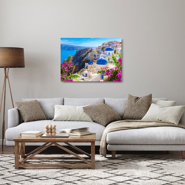 Staklena slika - Santorini, Grčka (70x50 cm)