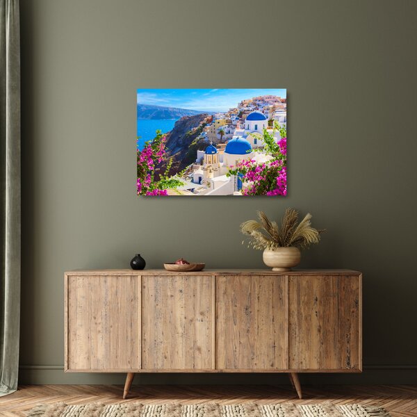 Staklena slika - Santorini, Grčka (70x50 cm)