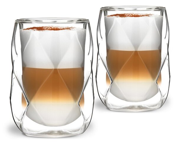Set od 2 čaše za kavu s dvostrukim stijenkama Vialli Design Geo, 250 ml