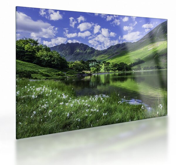 Staklena slika - Krajolik s jezerom (70x50 cm)