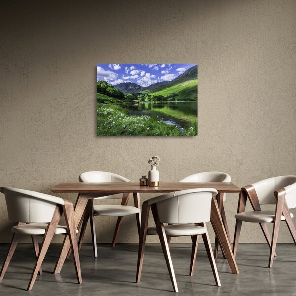 Staklena slika - Krajolik s jezerom (70x50 cm)