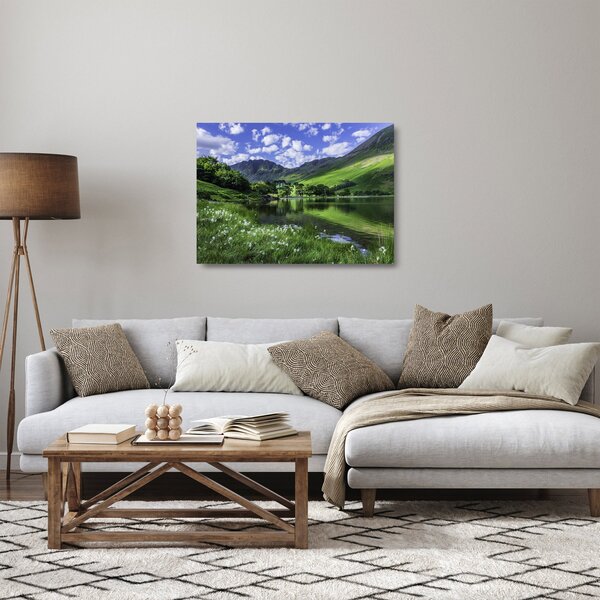 Staklena slika - Krajolik s jezerom (70x50 cm)