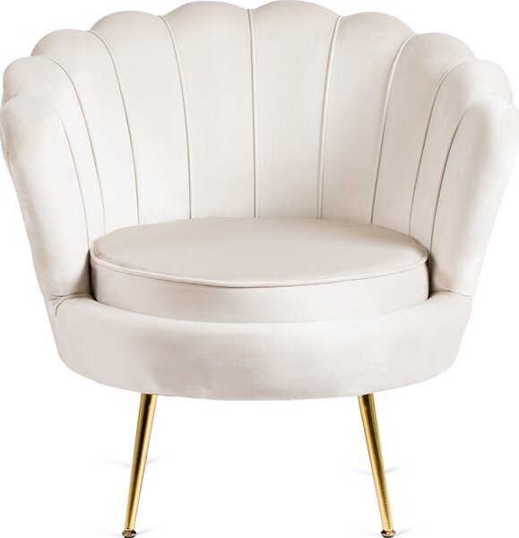 JAKS Fotelja krem velur Angel sa zlatnim nogama