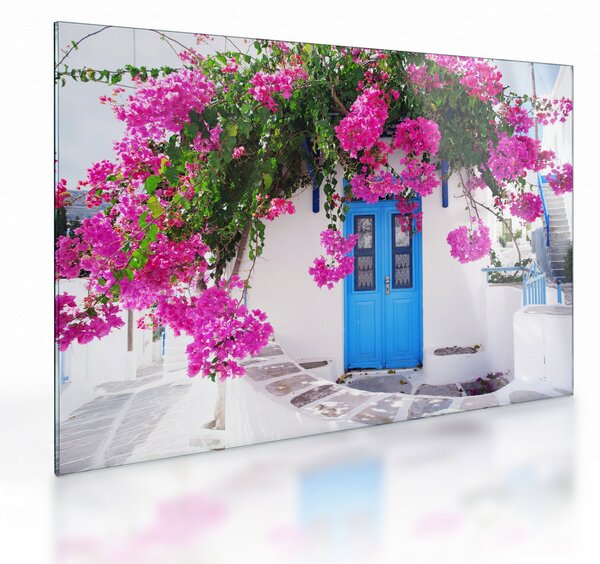 Staklena slika - Tradicionalna grčka kuća (70x50 cm)