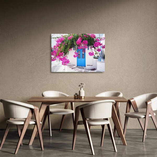 Staklena slika - Tradicionalna grčka kuća (70x50 cm)