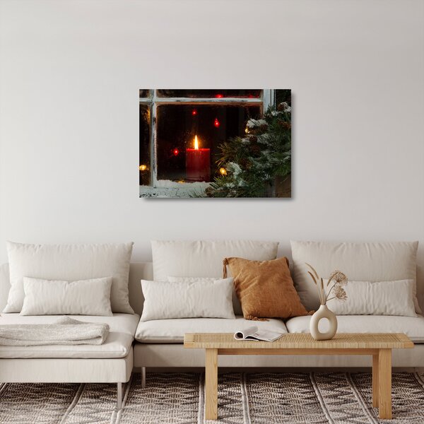 Staklena slika - Svjetleća božićna svijeća (70x50 cm)