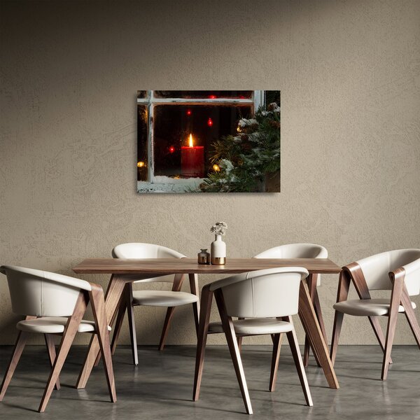 Staklena slika - Svjetleća božićna svijeća (70x50 cm)