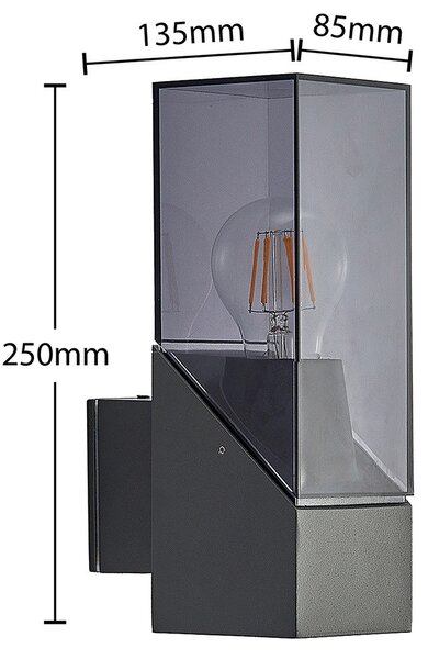 Vanjske Svjetiljka Lucande, Fiola, prigušiv, Crno, Balkon, Metal, Moderan