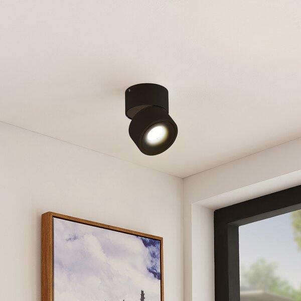 Arcchio LED stropni reflektor Rotari, 620lm, 1 žarulja, crna, prigušiva, Crno, Dnevni boravak/blagovaonica, Aluminij