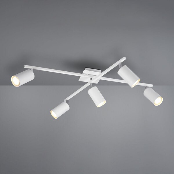 Trio Lighting Marley mat bijeli stropni reflektor s 5 žarulja, prigušiva, Bijela, Dnevni boravak/blagovaonica, Metal