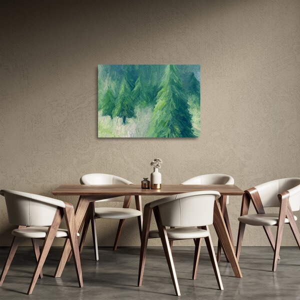 Staklena slika - Slikane crnogorice (70x50 cm)