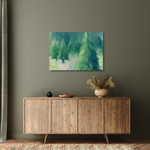 Staklena slika - Slikane crnogorice (70x50 cm)