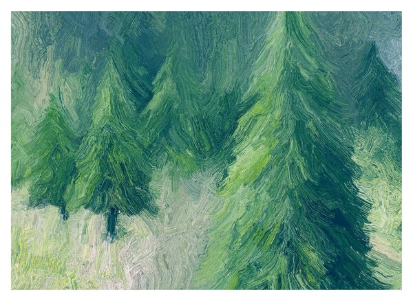 Staklena slika - Slikane crnogorice (70x50 cm)