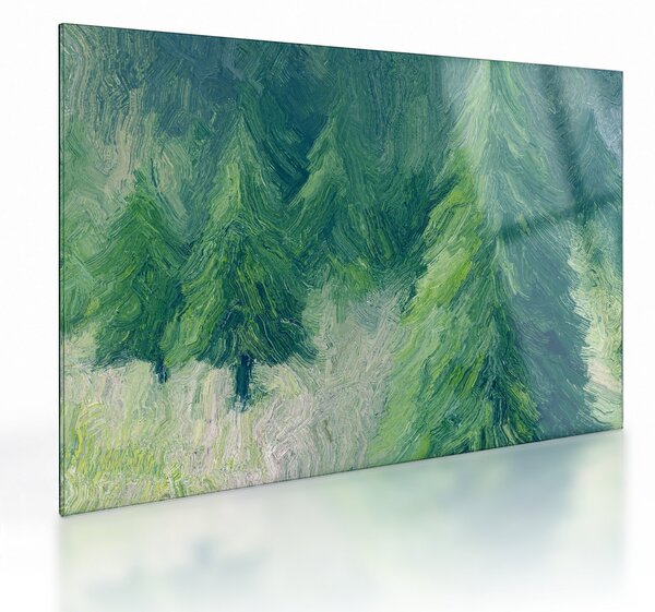 Staklena slika - Slikane crnogorice (70x50 cm)