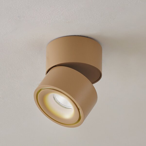Arcchio LED stropni reflektor Rotari, smeđi, 1 žarulja, 8,9 W, prigušiva, Smeđa / hrđa, Područje hodnika, Aluminij