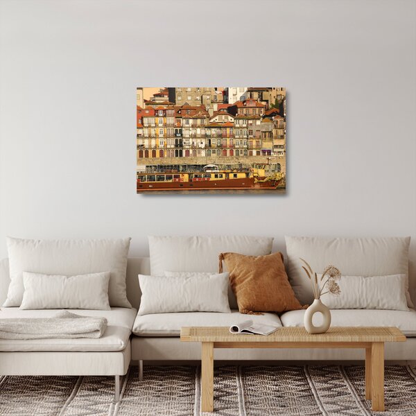 Staklena slika - Obalna četvrt, Portugal (70x50 cm)