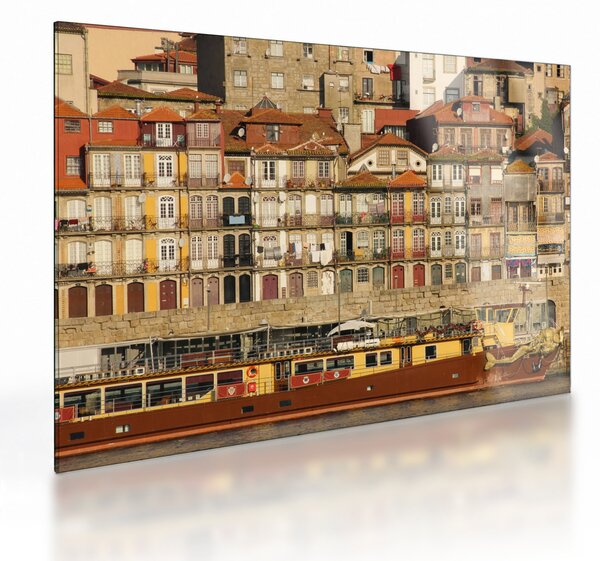 Staklena slika - Obalna četvrt, Portugal (70x50 cm)