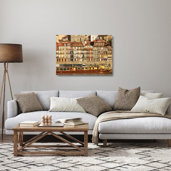 Staklena slika - Obalna četvrt, Portugal (70x50 cm)