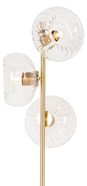 Art Deco podna lampa zlatna sa staklom 3-svjetla - Ayesha