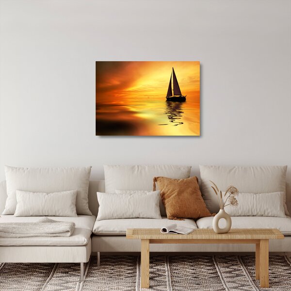 Staklena slika - Jedrilica u zalasku sunca (70x50 cm)
