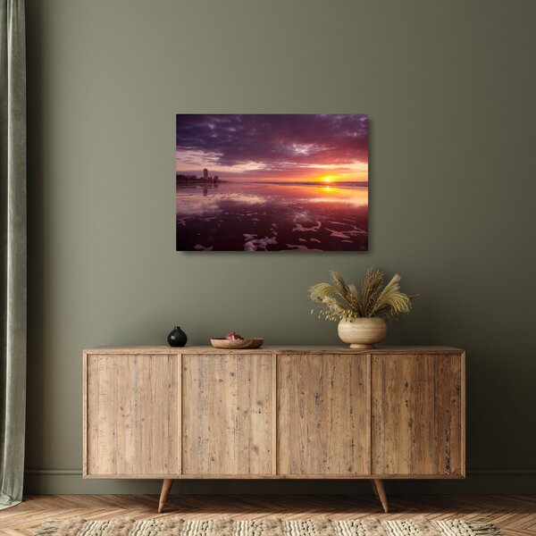Staklena slika - Plaža u zalasku sunca (70x50 cm)