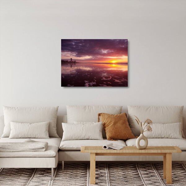 Staklena slika - Plaža u zalasku sunca (70x50 cm)
